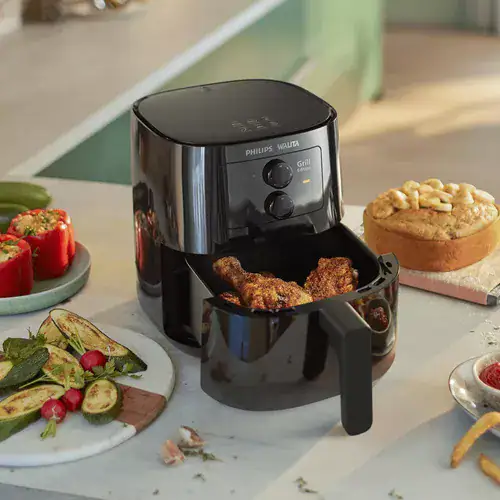 Fritadeira Elétrica Airfryer Philips Walita hd9202 Grill Edition Sem Óleo 1400W Preta - Miniatura 2