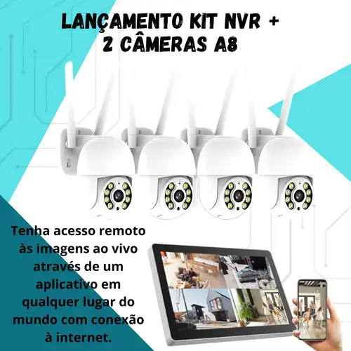Nvr 8 Câmeras A8 Wifi Sem Fio 300m Hd Segurança C/ Sd 128gb - Miniatura 9