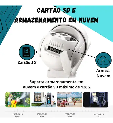 Nvr 8 Câmeras A8 Wifi Sem Fio 300m Hd Segurança C/ Sd 128gb - Miniatura 3