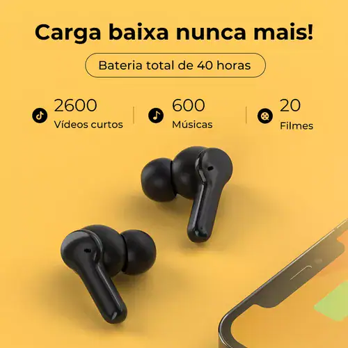 Fone De Ouvido Qcy T13 Com 4 Microfones E Bluetooth 5.1 Cor Preto - Miniatura 4
