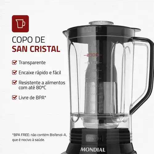 Liquidificador Turbo Mondial 1100W L-1100 BI - Miniatura 6