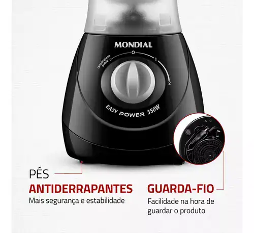 Liquidificador Easy Power Mondial Preto 550W L-550-B - Miniatura 3
