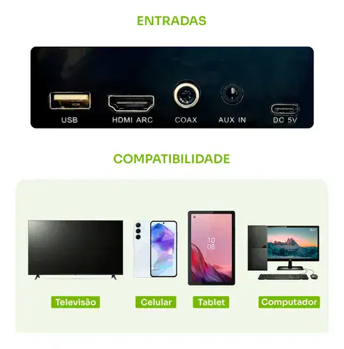 Caixa De Som Sound Bar Home Theater Bluetooth Para Tv Cinema 80w Cor Preto - Miniatura 6