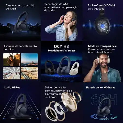 Headset Qcy H3 Anc Adaptativo Bluetooth 5.3 - Miniatura 4