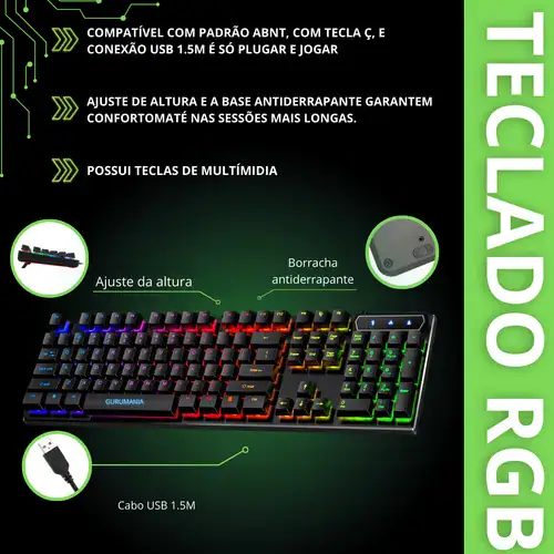 Teclado Gamer Semi Mecânico Rgb Led Iluminado Abnt2 - Miniatura 6