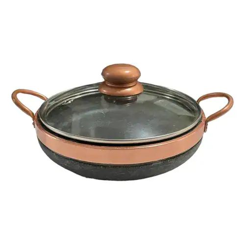 Frigideira + Panela de Pedra Sabão com tampas de vidro com pegador exclusivo - Miniatura 2