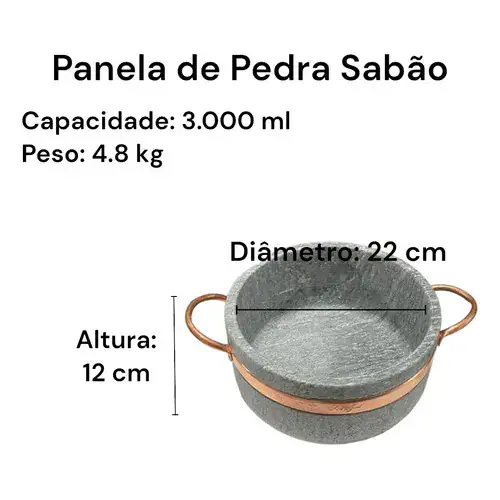 Panela de Pedra Sabão 3000 ml - Miniatura 2