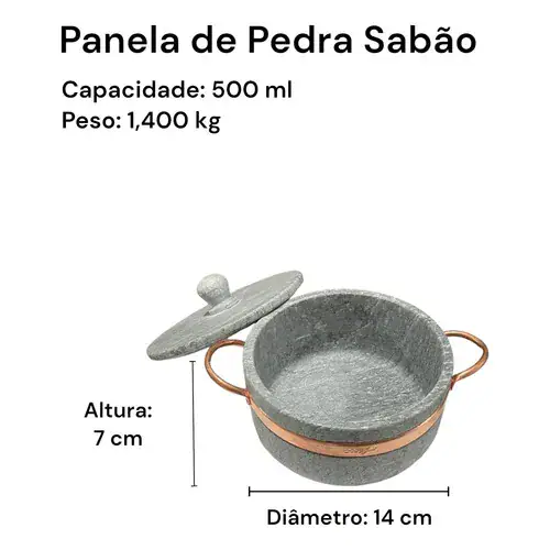Jogo de Panelas Pedra Sabão 04 peças - 500ml +1L +1,5L +3L - Miniatura 2