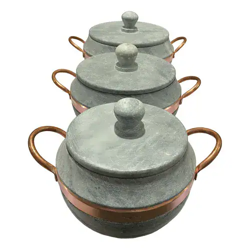 Jogo de Panelas Pedra Sabão Bojuda com tampa de pedra - Miniatura 8