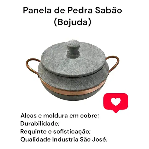 Jogo de Panelas Pedra Sabão Bojuda com tampa de pedra - Miniatura 7