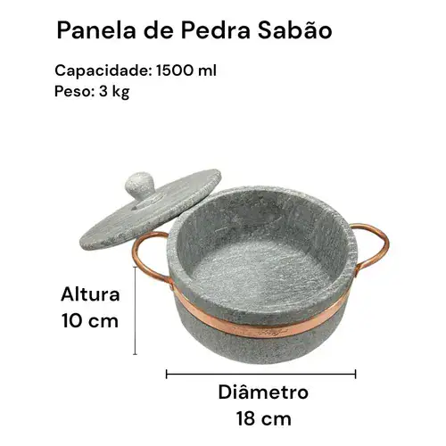 Jogo de Panelas Pedra Sabão Premium Exclusivo 11 peças - Miniatura 8