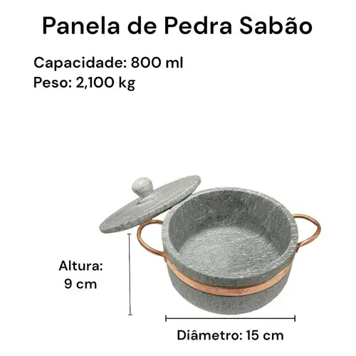 Jogo de Panelas Pedra Sabão Premium Exclusivo 11 peças - Miniatura 7