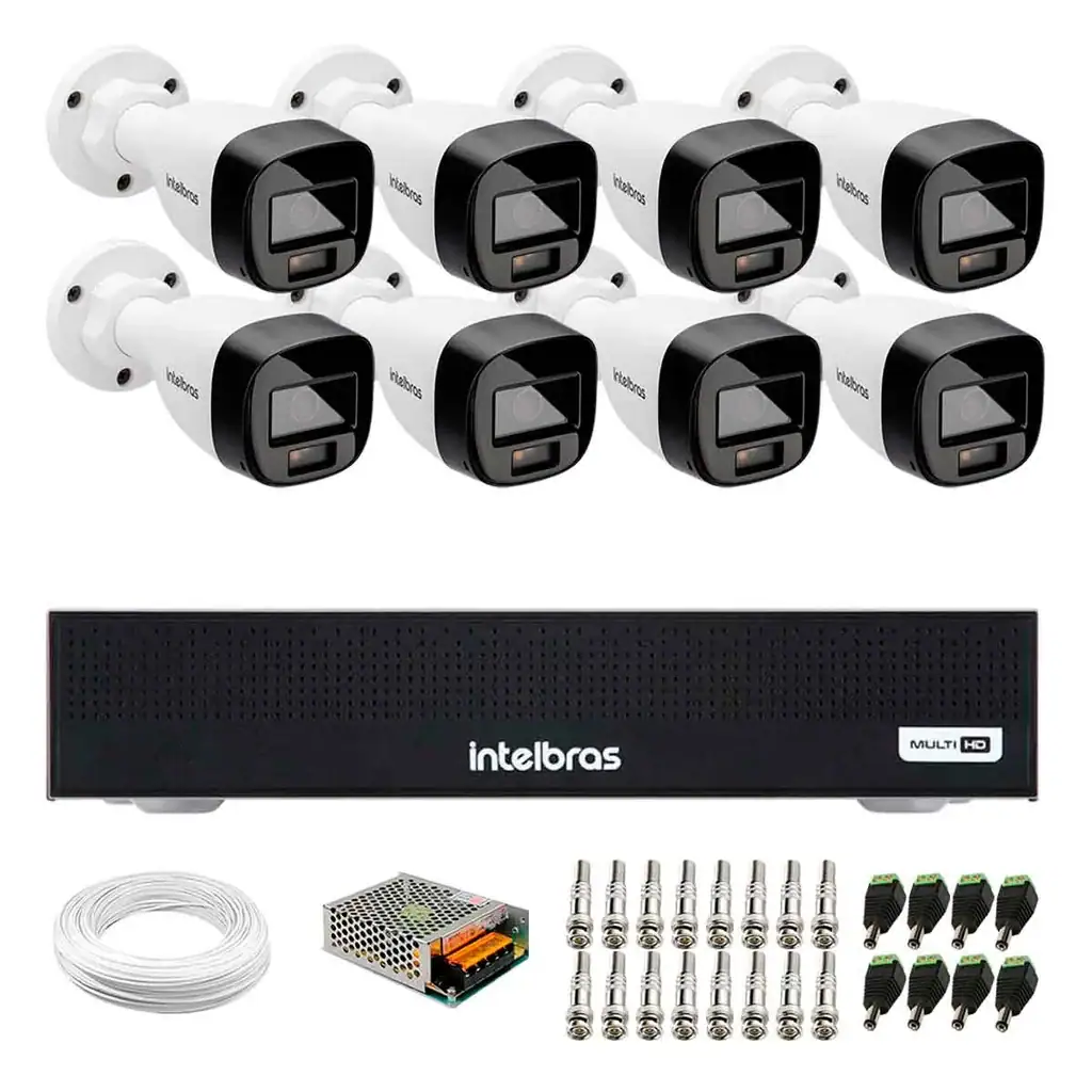 Kit 8 Câmeras Intelbras VHD 1220 B G8 Full Color Bullet Full HD 1080p Multi HD IR 20m + Dvr Intelbras MHDX 1108-C 8 Canais - Miniatura 2