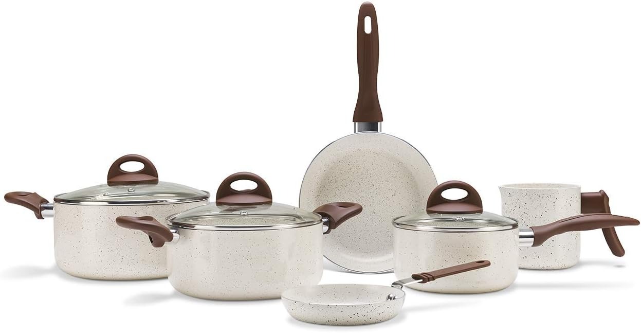 Brinox - Jogo de Panelas Antiaderente Ceramic Life 6 Peças Smart Plus - Vanilla